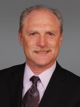 Headshot of Joel Perlman. Joel wears a suit and a purple tie.