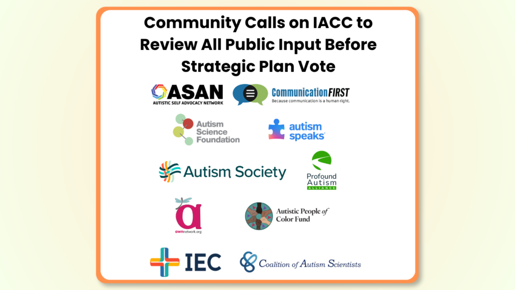 La comunidad insta a la IACC a revisar todas las aportaciones del público antes de la votación sobre el plan estratégico, en la que participan 10 organizaciones dedicadas al autismo